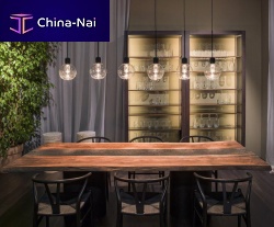Contemporary table CALANCHIwalnutmetal baserectangular