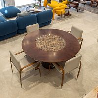 Contemporary table Godetwoodenmarblewooden base