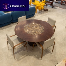 Contemporary table Godetwoodenmarblewooden base