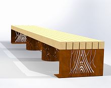 Contemporary bench Originewoodenmetalwithout backrest