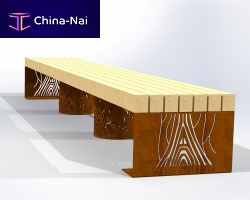 Contemporary bench Originewoodenmetalwithout backrest