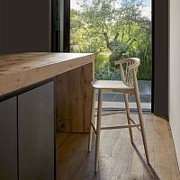 Contemporary stool NEWOODfabricwooden baseupholstered