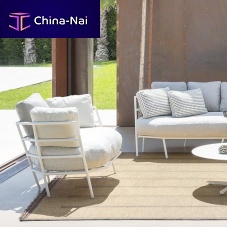 Contemporary armchair DEHORS / 370_Ofabricsteelwith washable removable cover
