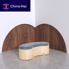Contemporary upholstered bench NAMIvelvetwalnut basemaple base