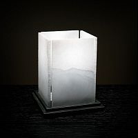 Table lamp CUBIC 1930steeloakalabaster