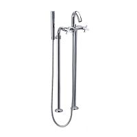 Double-handle shower mixer tap 6235MOfor bathtubfloor-mountedchrome-plated brass