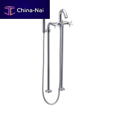 Double-handle shower mixer tap 6235MOfor bathtubfloor-mountedchrome-plated brass