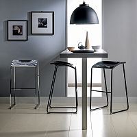 Contemporary bar stool ARODacrylicpainted metal basewith footrest