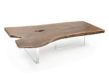 Contemporary coffee table LIVE EDGEwoodenacrylicfor hotel