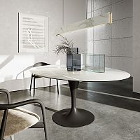 Contemporary dining table Flte ellipticalwoodenlacquered glassceramic