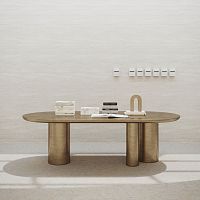 Contemporary dining table Zeus lacquered metalbronzelacquered metal base