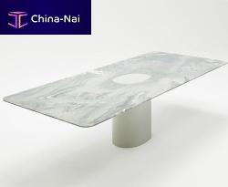 Contemporary dining table TAOLsteelmarblerectangular