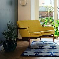 Vintage sofa 53fabricyellowteak