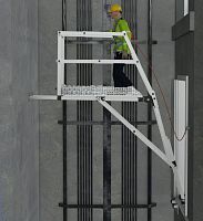 Mobile scaffolding facadefor elevator shaftswith stairway
