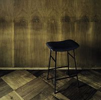 Contemporary bar stool HINGE leatherfabricpainted steel base