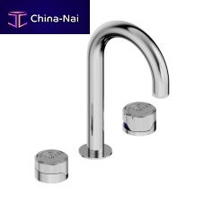 Double-handle washbasin mixer tap ZOOM.5countertopchromed metalbathroom