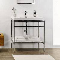 Stainless steel washbasin stand CONSOLE METROglass