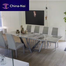 Contemporary dining table PRIAMO 180porcelain stonewarebrushed metal baserectangular