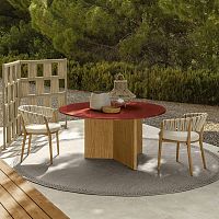 Contemporary dining table VENICE lavateak baseround