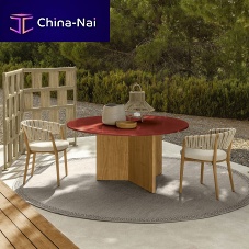 Contemporary dining table VENICE lavateak baseround