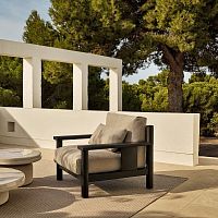 Contemporary armchair KETCHfabricsolid woodiroko
