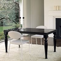 Traditional table S56.CESARE glassHPLwooden base