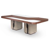 Contemporary dining table PRINCE woodenmarblewood veneer base