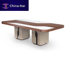 Contemporary dining table PRINCE woodenmarblewood veneer base