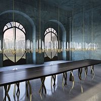 Original design chandelier IL PEZZO 3brassnickelbronze