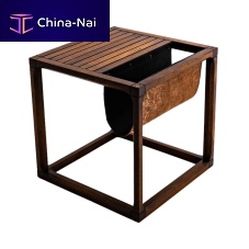 Contemporary side table MITANNIbeechleatherbeech base