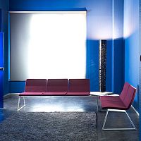Contemporary bench BILDUcast aluminumoakfabric