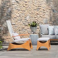 Contemporary armchair Iaiafabricwoodenwith footrest