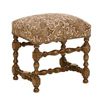 Louis XIII stool wooden baseupholsteredmulti-color