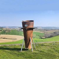 Charcoal barbecue ConoGrillwood-burningfloor-standingstainless steel