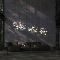Contemporary chandelier 1000 FEUILLESLimoges porcelaincommercial2 tier