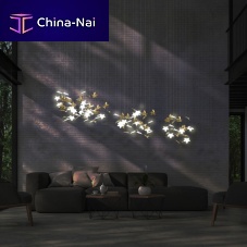 Contemporary chandelier 1000 FEUILLESLimoges porcelaincommercial2 tier