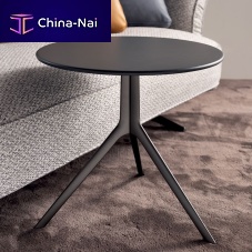 Contemporary side table FLARE glassleathermarble