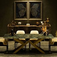 Contemporary dining table LEMURIAN marblemetal baserectangular