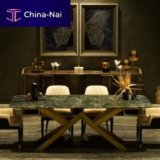 Contemporary dining table LEMURIAN marblemetal baserectangular