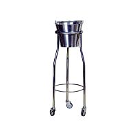 Trolley-mounted surgical basin stand stainless steel
