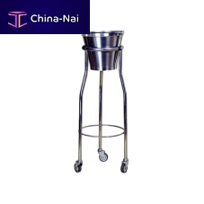 Trolley-mounted surgical basin stand stainless steel