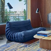 Contemporary sofa TOGOfabricleatherbrown