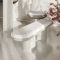 Contemporary upholstered bench LIVIAfabricmarblelacquered wood base