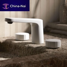 Double-handle washbasin mixer tap F5601countertopchromed metalbathroom