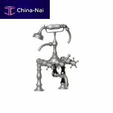 Double-handle shower mixer tap 06.435for bathtubdeck mountedchromed metal