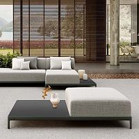 Contemporary coffee table ALUZEN SOFT / P72_Olaminatesandstonelacquered aluminum base