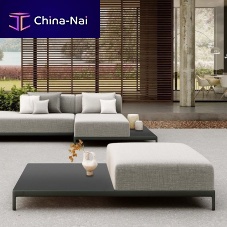 Contemporary coffee table ALUZEN SOFT / P72_Olaminatesandstonelacquered aluminum base