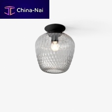 Contemporary ceiling light BLOWN roundblown glassmetal