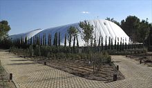 Wooden frame tensile structure TENNIS CLUBroofwith PVC membranefor sports fields