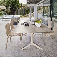 Contemporary dining table KEY WESTstainless steelHPLstainless steel base